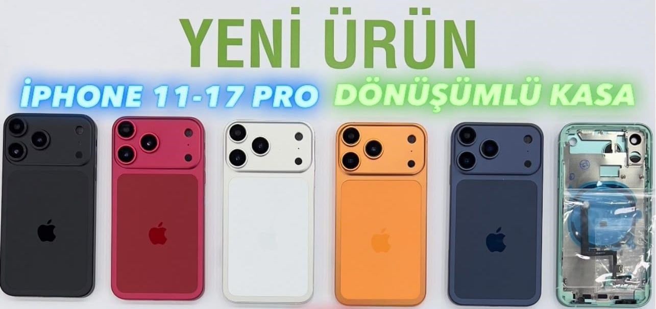iPhone 11 Uyumlu - 17 PRO'ya Dönüşüm Kasa (TURUNCU)