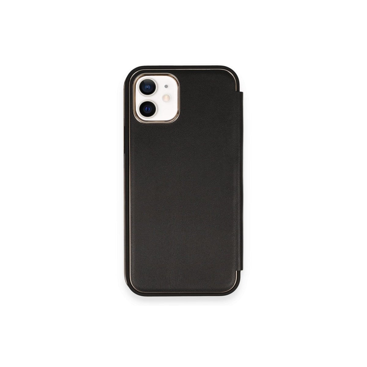 iPhone 12 Kılıf Dolpin Kapaklı - Siyah