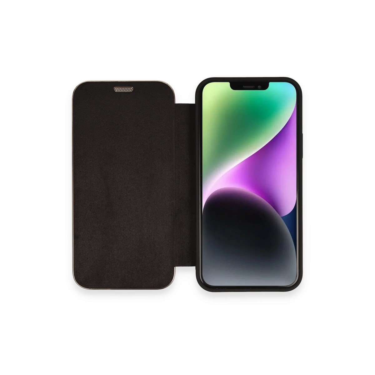 iPhone 12 Kılıf Dolpin Kapaklı - Siyah