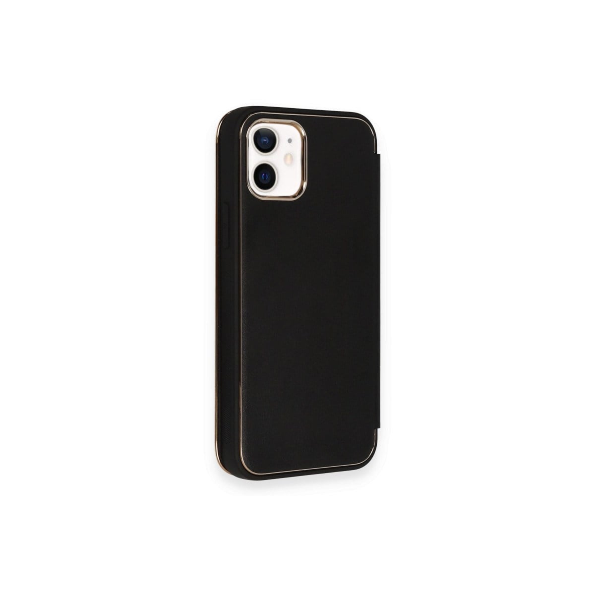 iPhone 12 Kılıf Dolpin Kapaklı - Siyah