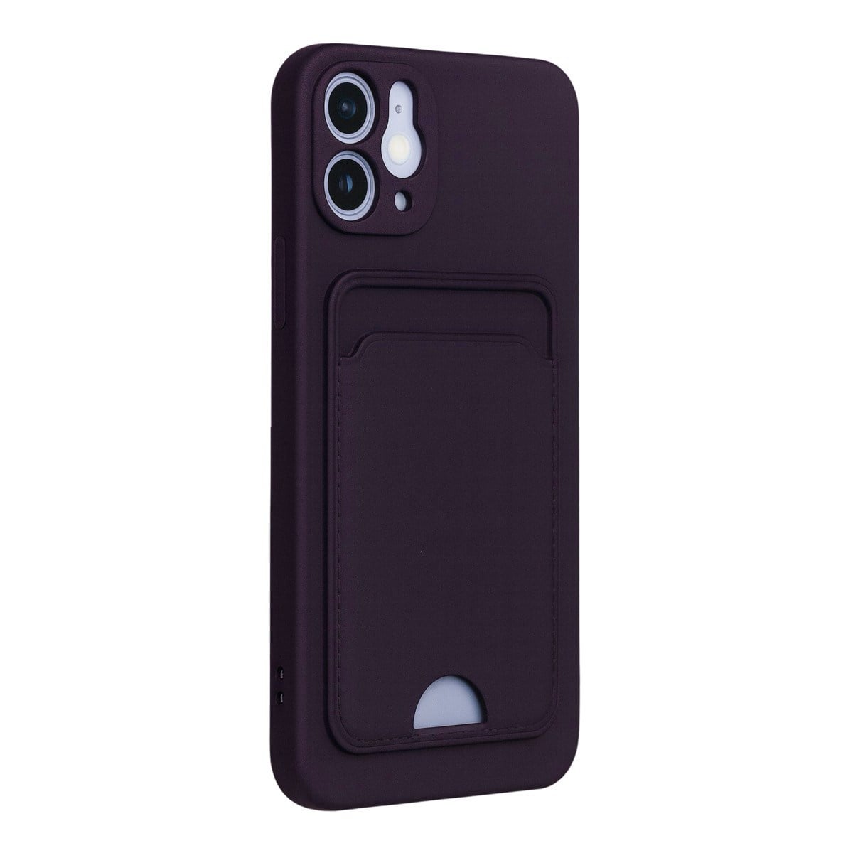 iPhone 12 Kılıf Kelvin Kartvizitli Silikon - Derin Mor