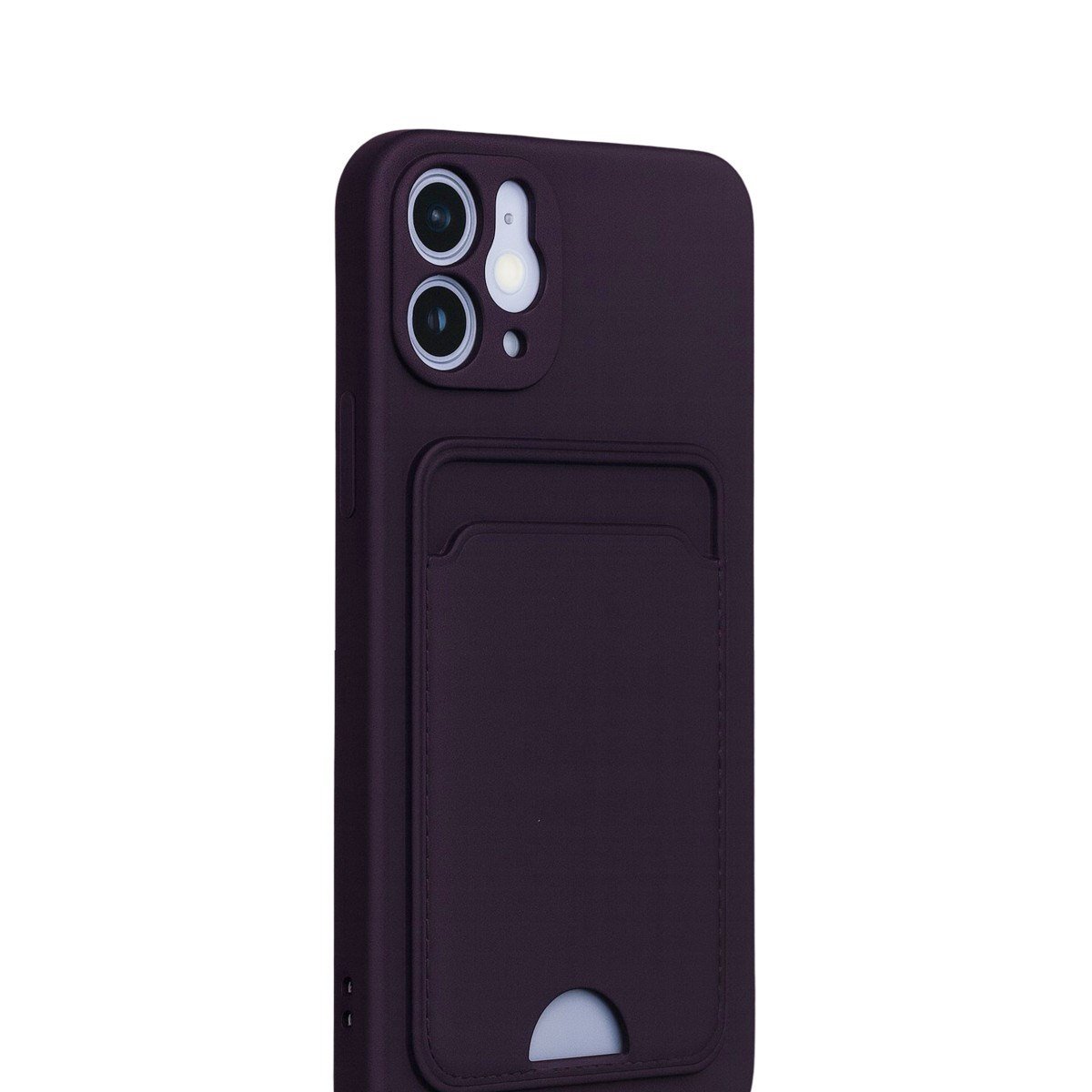 iPhone 12 Kılıf Kelvin Kartvizitli Silikon - Derin Mor