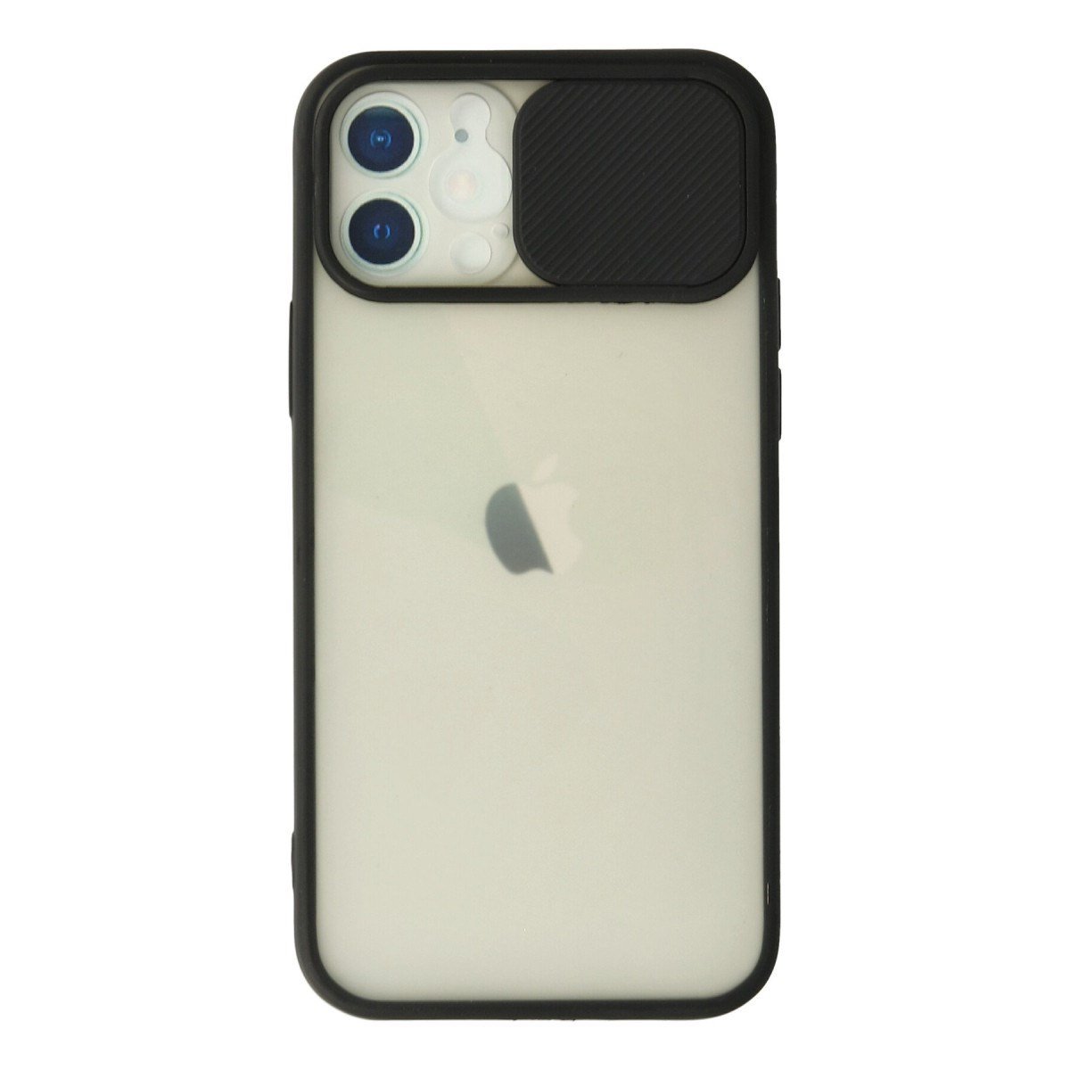 iPhone 12 Kılıf Palm Buzlu Kamera Sürgülü Silikon - Siyah