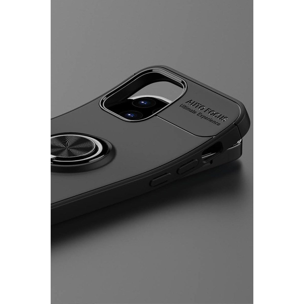 iPhone 12 Kılıf Range Yüzüklü Silikon - Siyah-Kırmızı