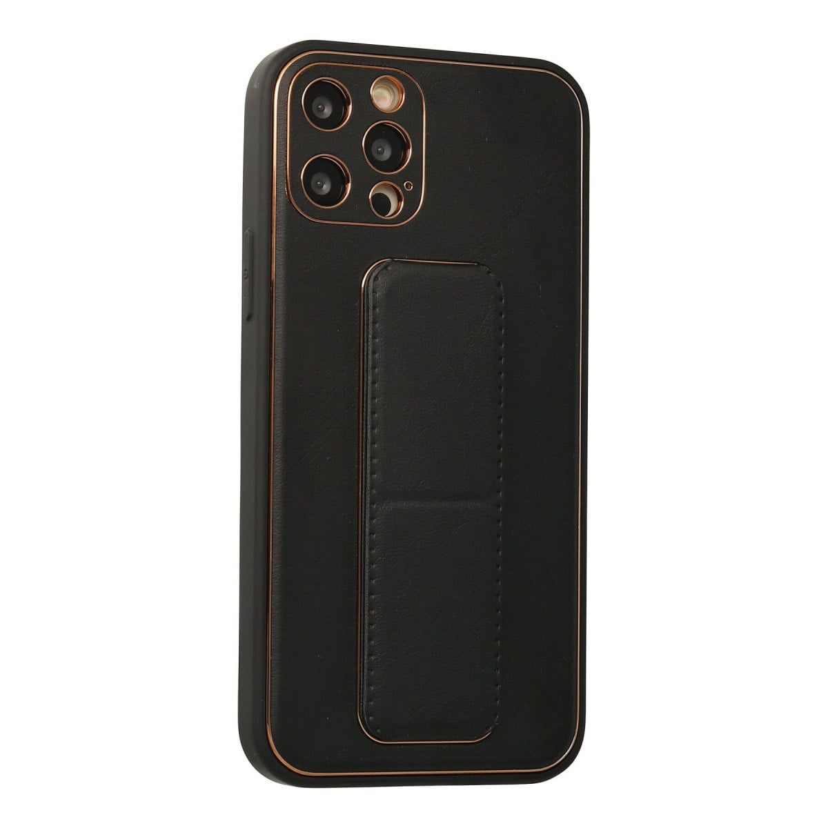 iPhone 12 Pro Kılıf Coco Deri Standlı Kapak - Siyah