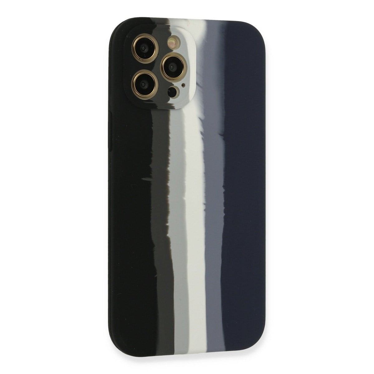 iPhone 12 Pro Kılıf Ebruli Lansman Silikon - Siyah-Lacivert