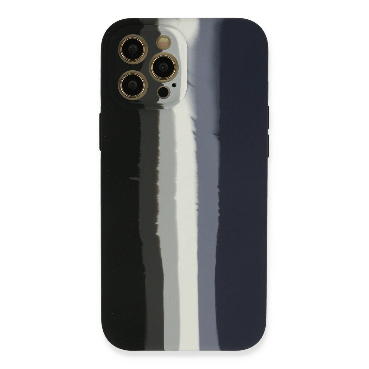 iPhone 12 Pro Kılıf Ebruli Lansman Silikon - Siyah-Lacivert
