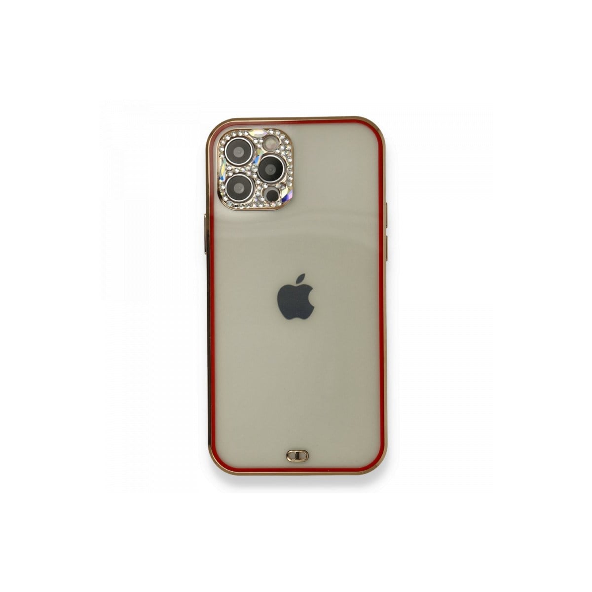 iPhone 12 Pro Kılıf Liva Taşlı Silikon - Kırmızı