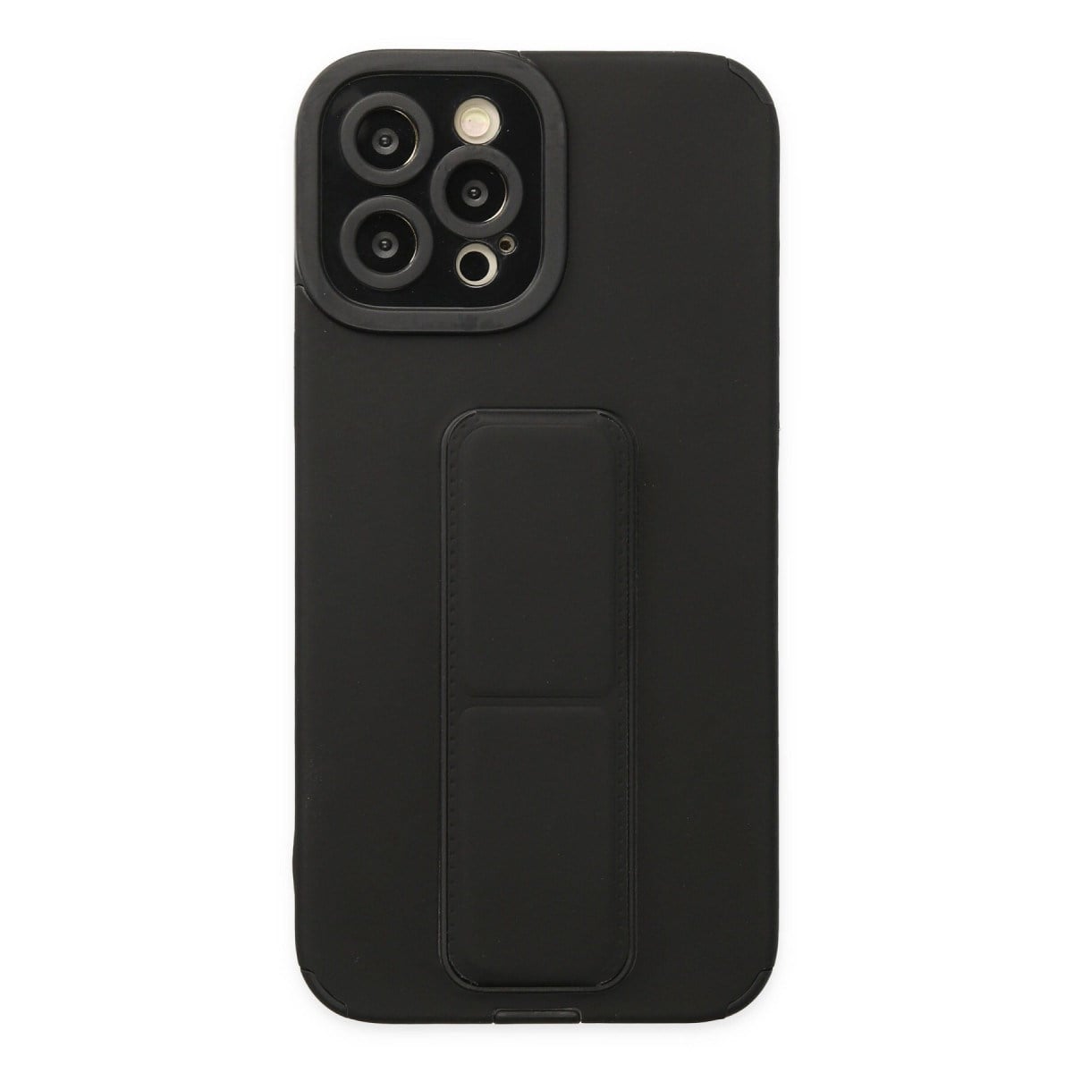 iPhone 12 Pro Max Kılıf Mega Standlı Silikon - Siyah