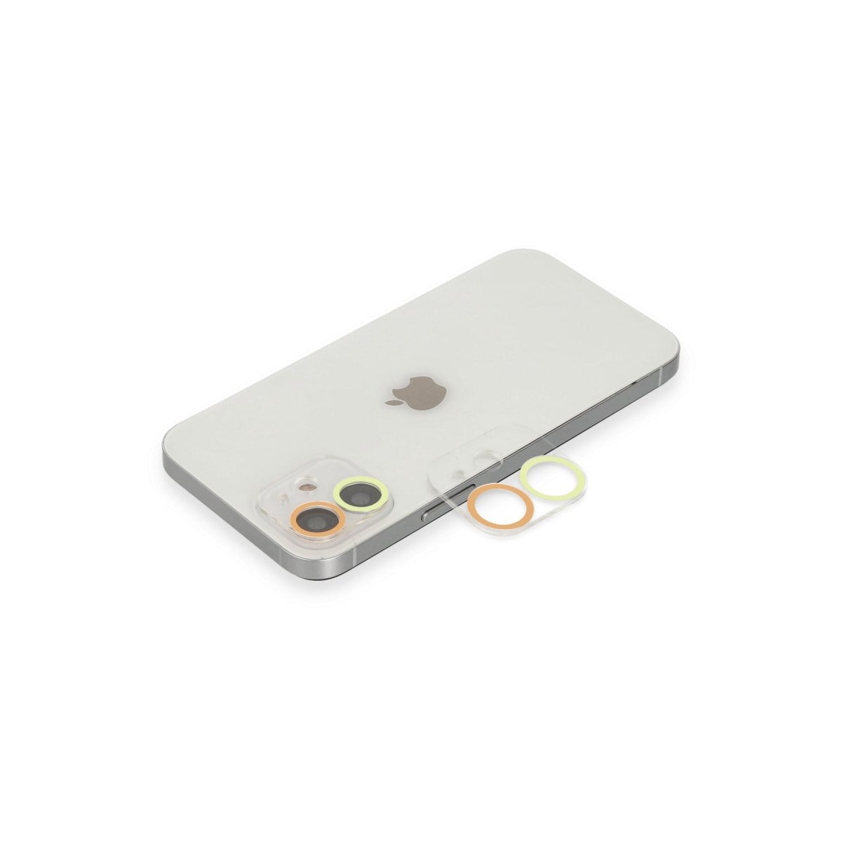 iPhone 12 Renkli Kamera Lens Koruma Cam - Sarı-Turuncu