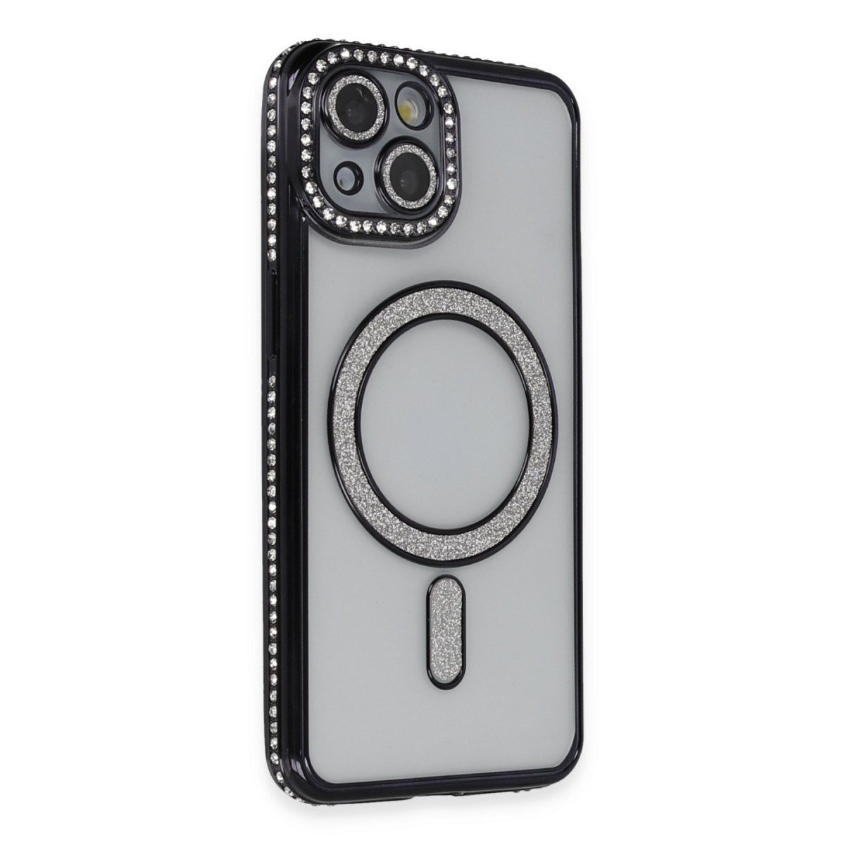 iPhone 13 Kılıf Joke Simli Magneticsafe Kılıf - Siyah