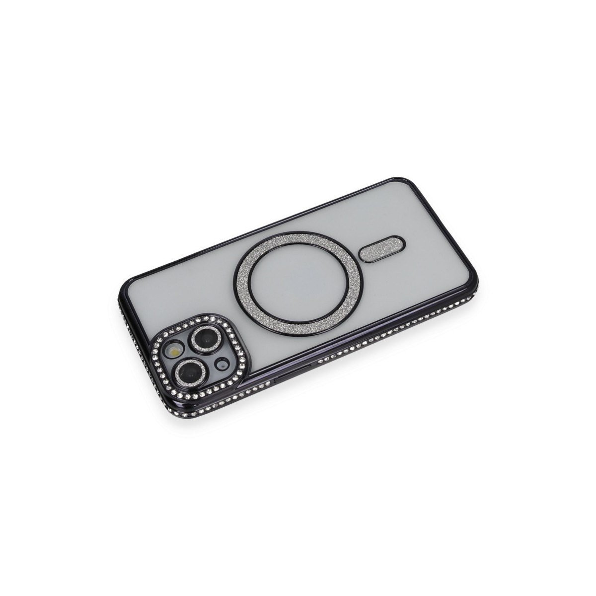iPhone 13 Kılıf Joke Simli Magneticsafe Kılıf - Siyah