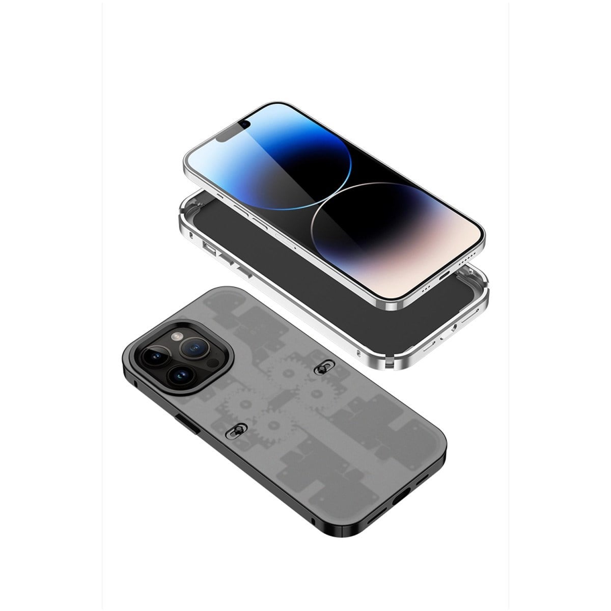 iPhone 13 Pro Kılıf Mekanik Bumper Kapak - Gold
