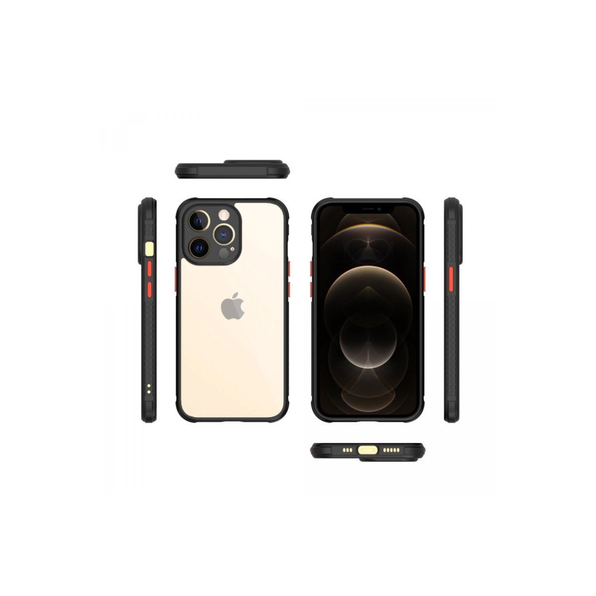 iPhone 13 Pro Kılıf Miami Şeffaf Silikon - Siyah