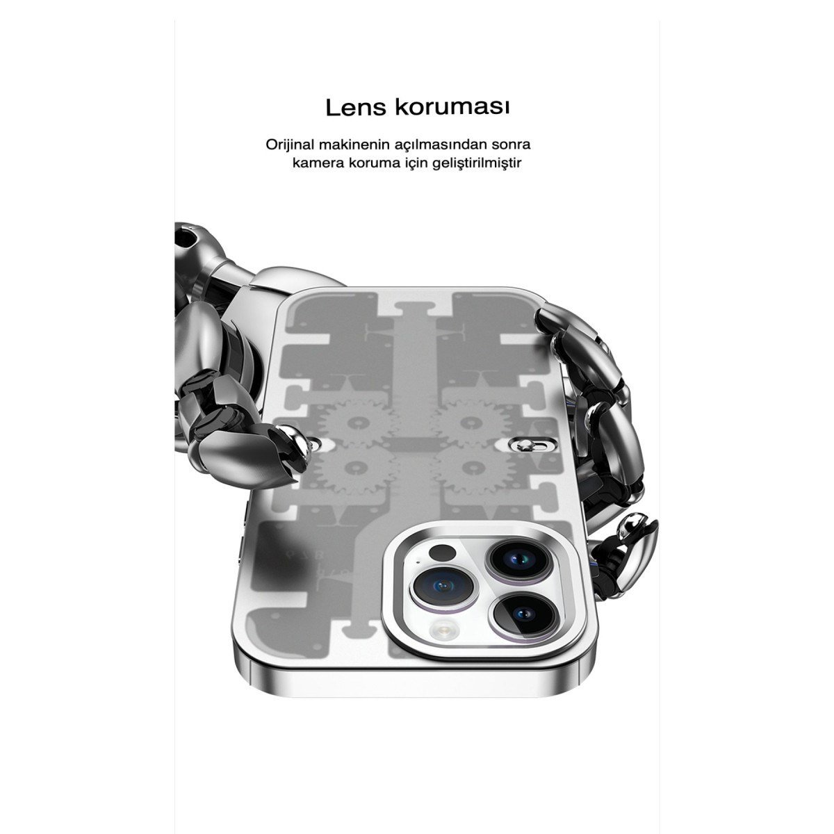 iPhone 13 Pro Max Kılıf Mekanik Bumper Kapak - Gold