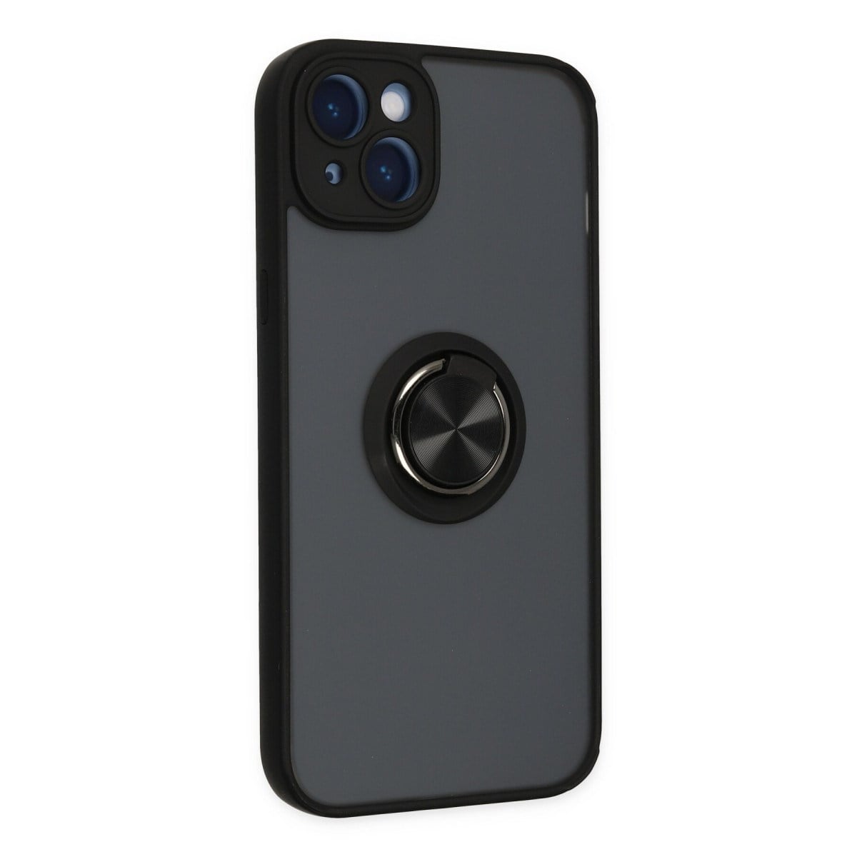iPhone 14 Kılıf Montreal Yüzüklü Silikon Kapak - Siyah