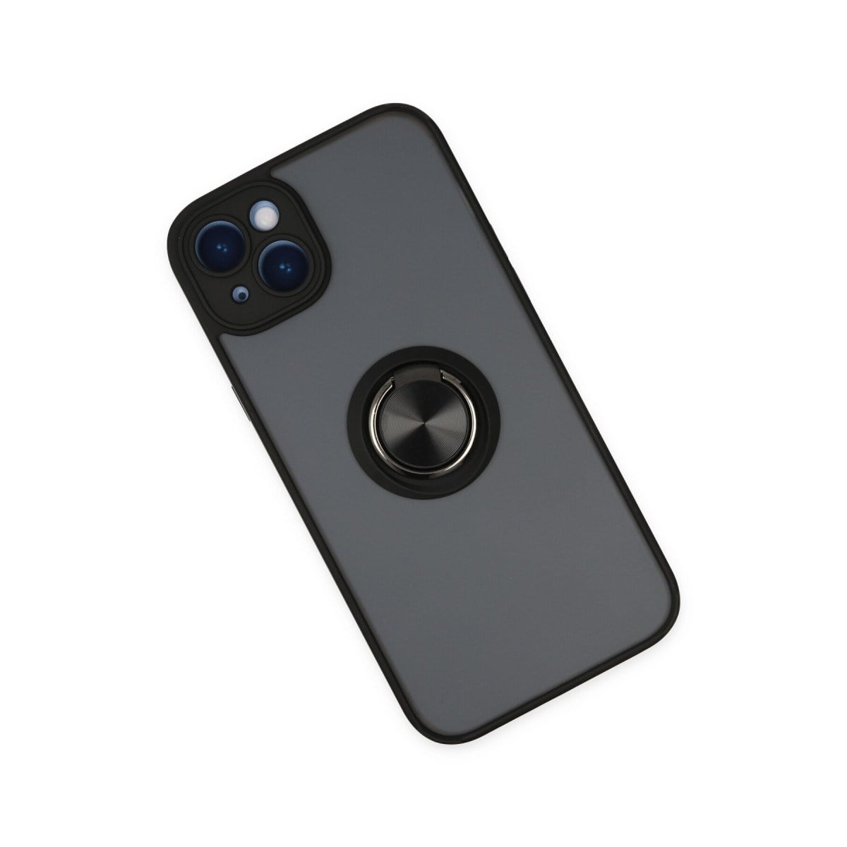iPhone 14 Kılıf Montreal Yüzüklü Silikon Kapak - Siyah