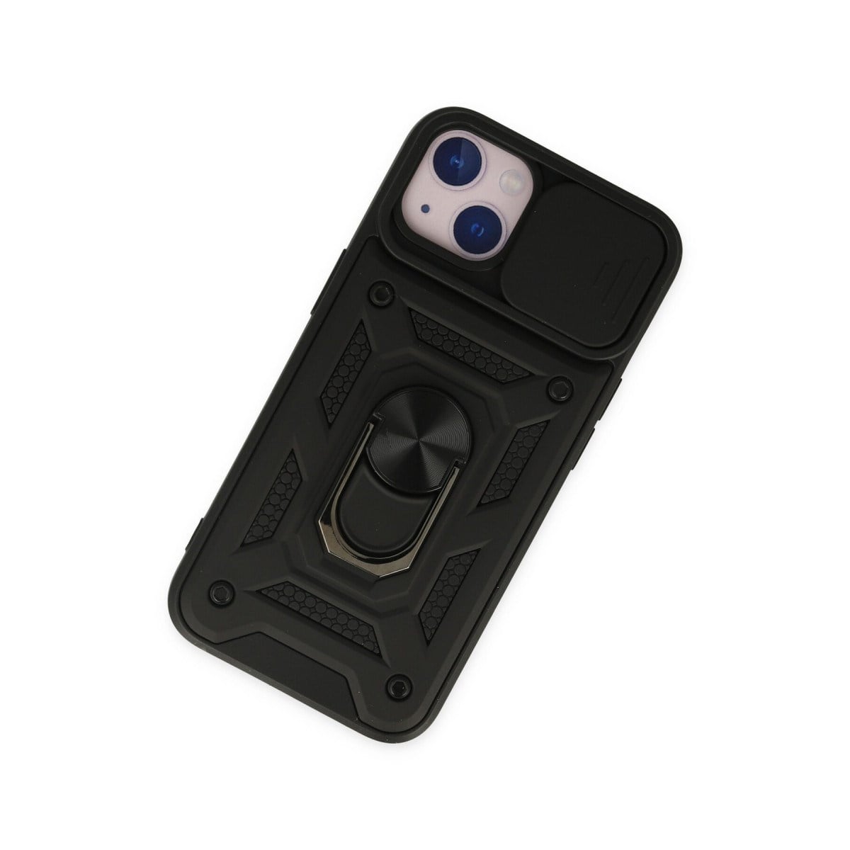 iPhone 14 Kılıf Pars Lens Yüzüklü Silikon - Siyah