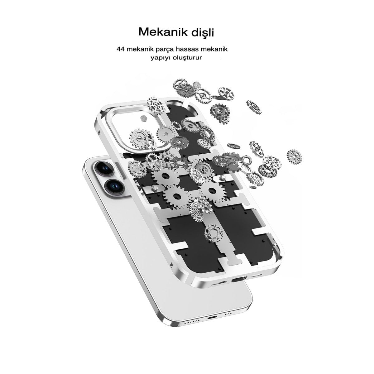 iPhone 14 Pro Kılıf Mekanik Bumper Kapak - Gold