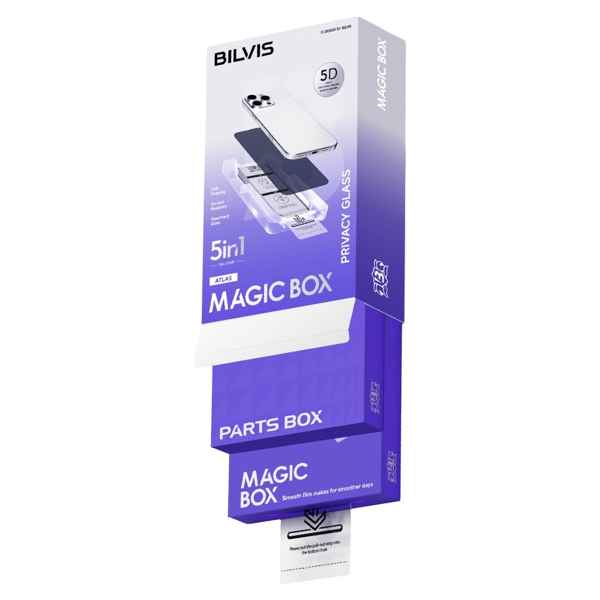 iPhone 14 Pro Max Bilvis 5in1 5D Magic Hayalet Cam Ekran Koruyucu - Siyah