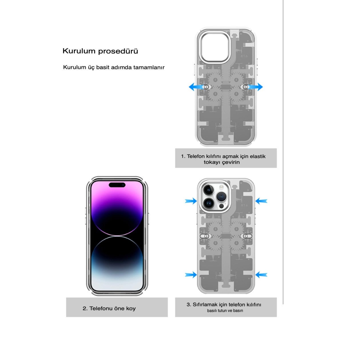 iPhone 14 Pro Max Kılıf Mekanik Bumper Kapak - Gold