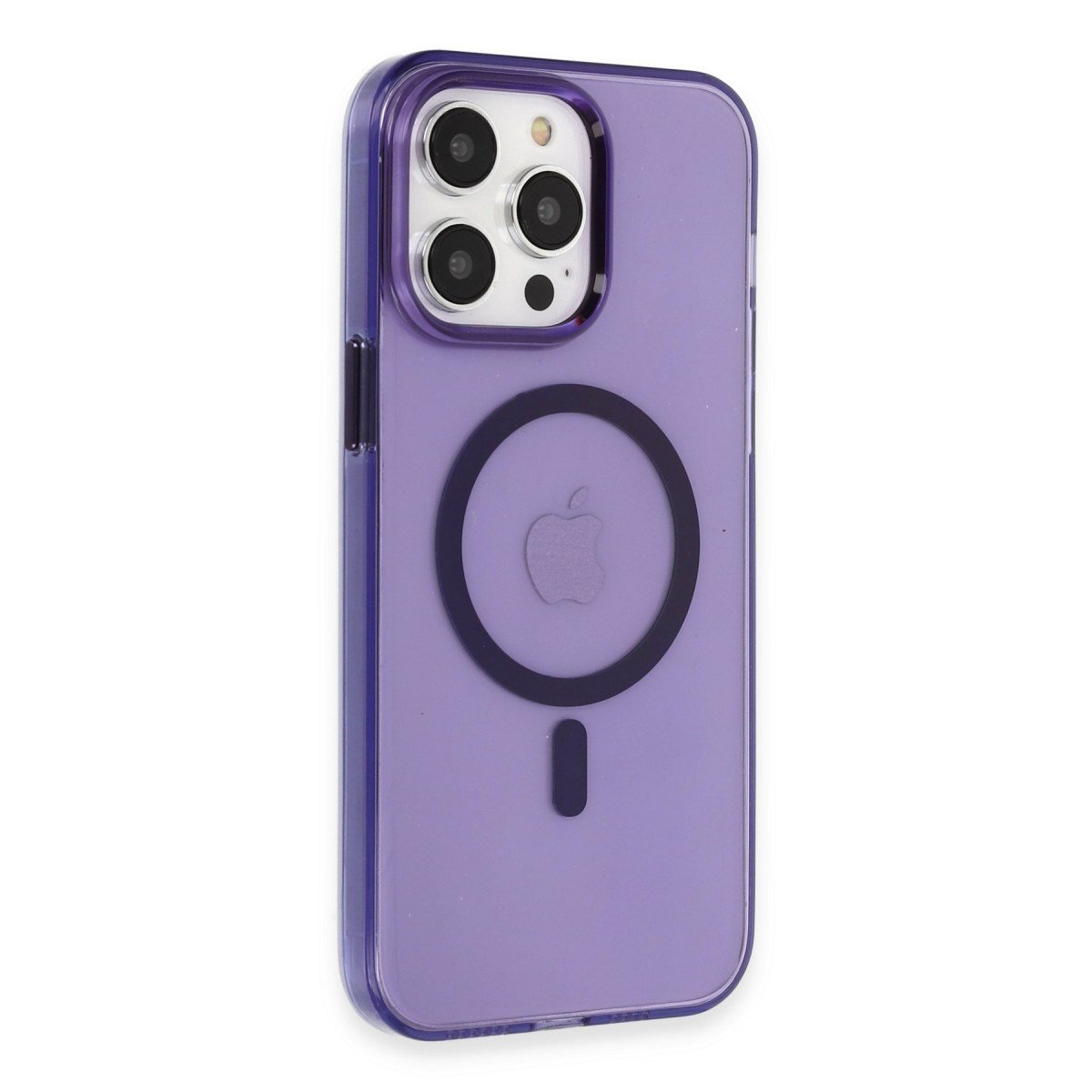 iPhone 14 Pro Max Kılıf Tron Şeffaf Magsafe Kapak - Derin Mor