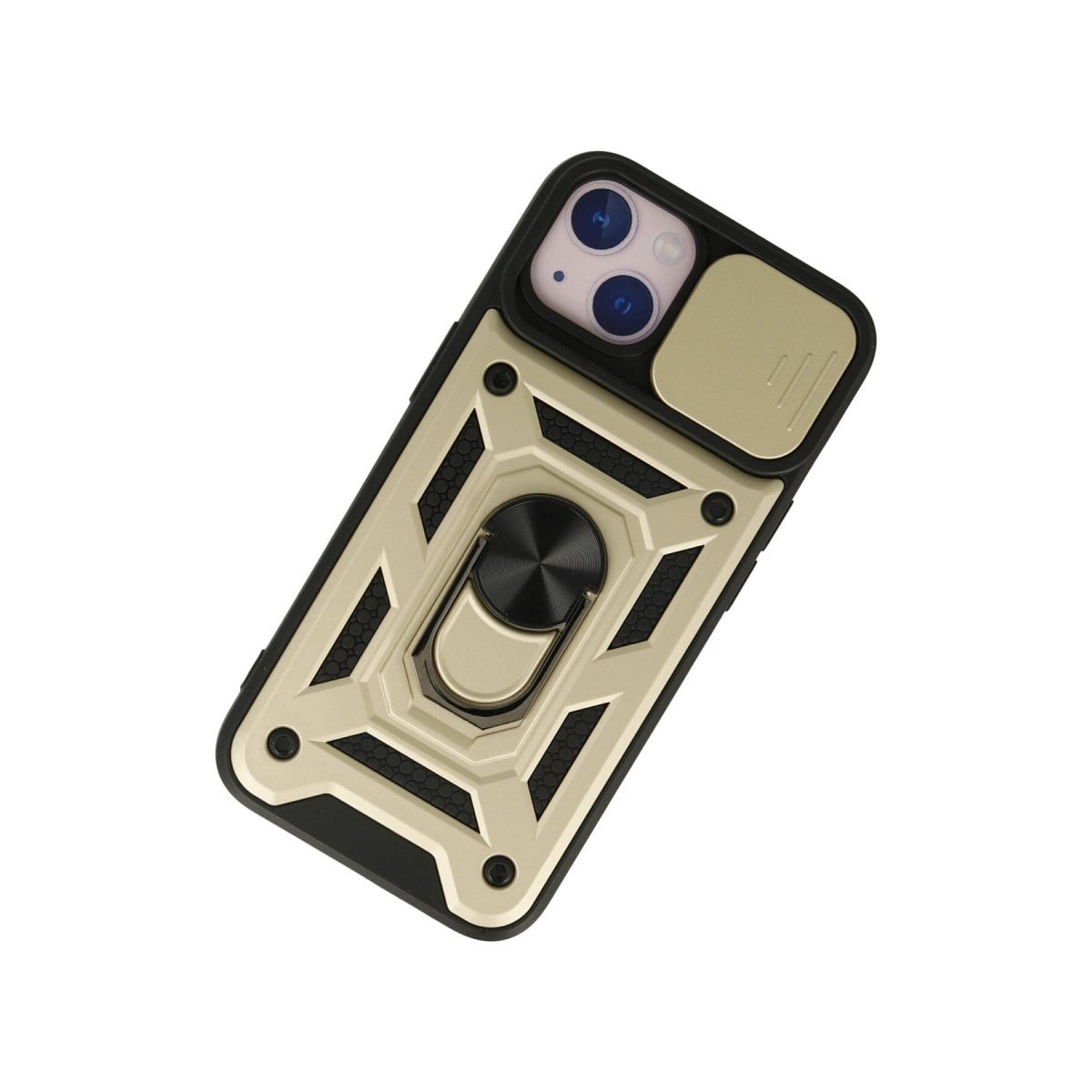iPhone 15 Kılıf Pars Lens Yüzüklü Silikon - Gold