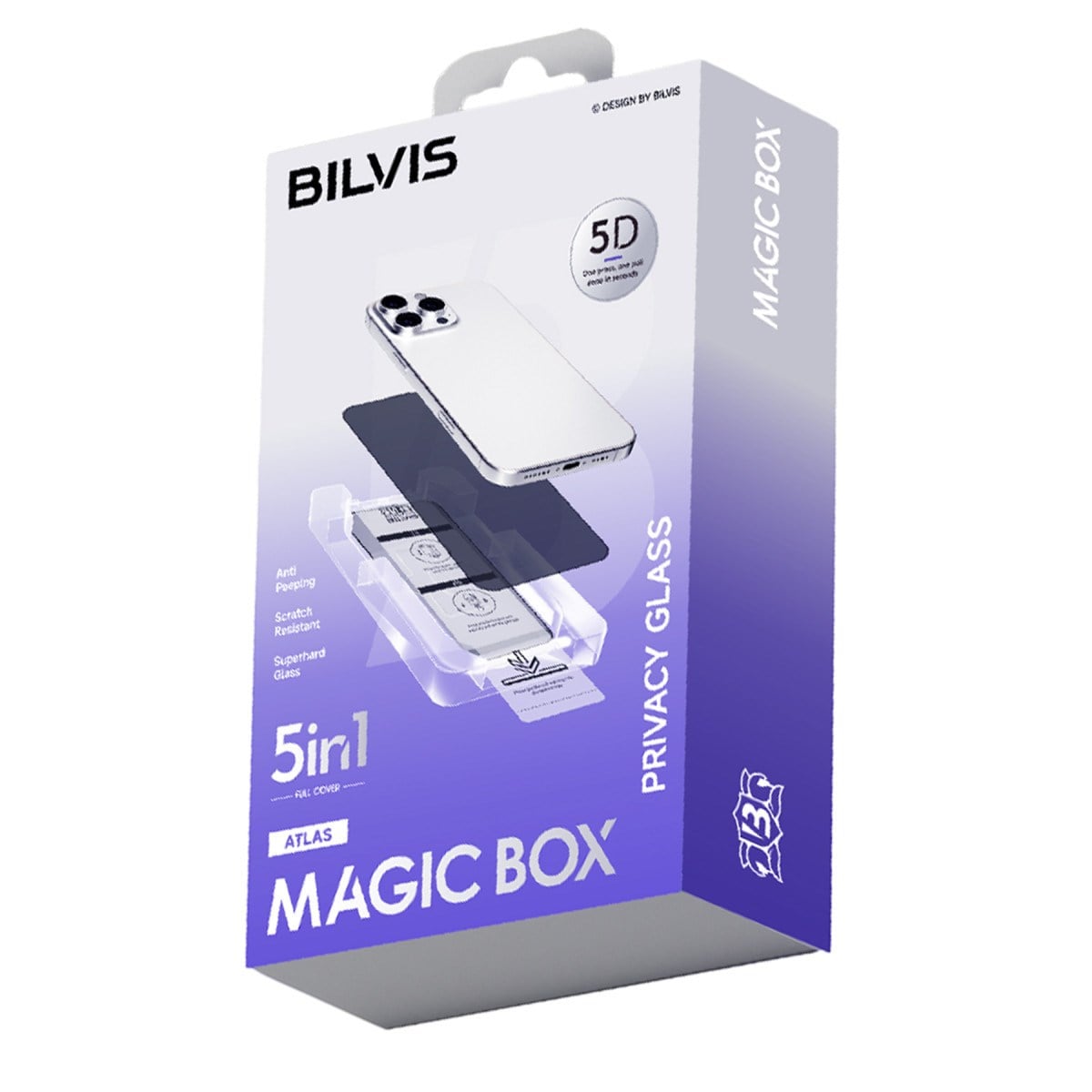 iPhone 15 Pro Bilvis 5in1 5D Magic Hayalet Cam Ekran Koruyucu - Siyah