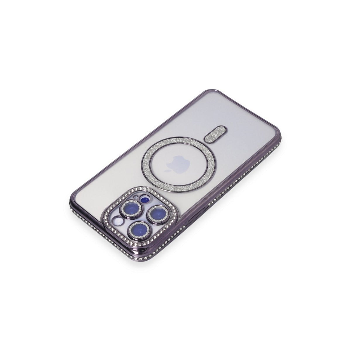 iPhone 15 Pro Kılıf Joke Simli Magneticsafe Kılıf - Derin Mor