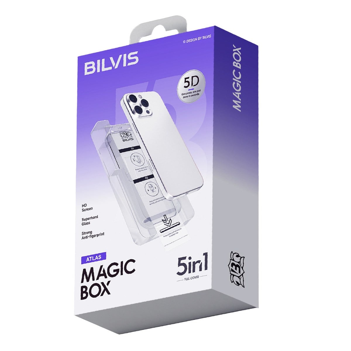 iPhone 15 Pro Max Bilvis 5in1 3D Magic Cam Ekran Koruyucu - Siyah