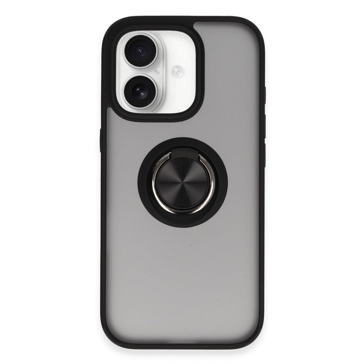 iPhone 16 Kılıf Montreal Yüzüklü Silikon Kapak - Siyah