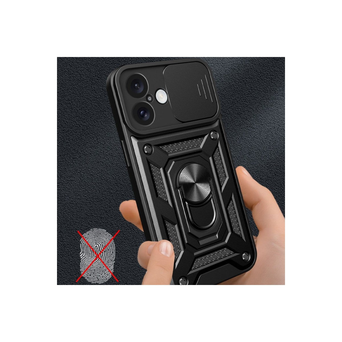 iPhone 16 Kılıf Pars Lens Yüzüklü Silikon - Siyah