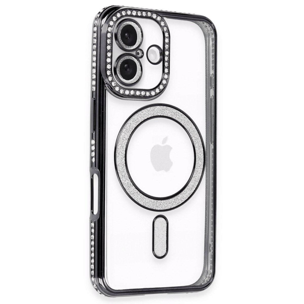 iPhone 16 Plus Kılıf Joke Simli Magneticsafe Kılıf - Siyah