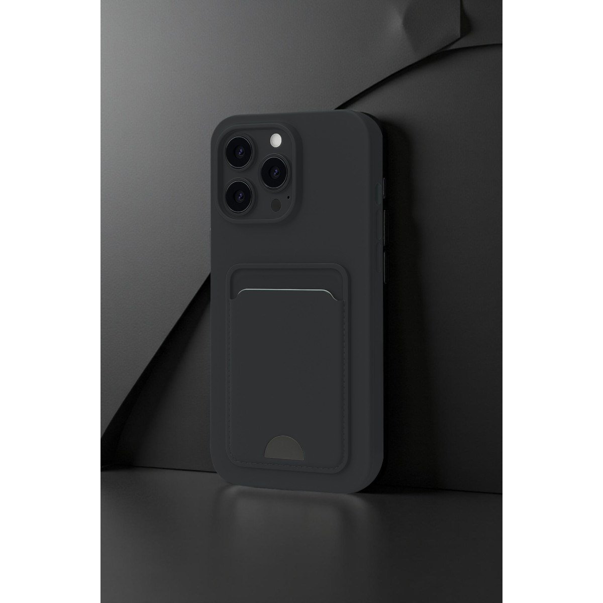 iPhone 16 Plus Kılıf Kelvin Kartvizitli Silikon - Siyah