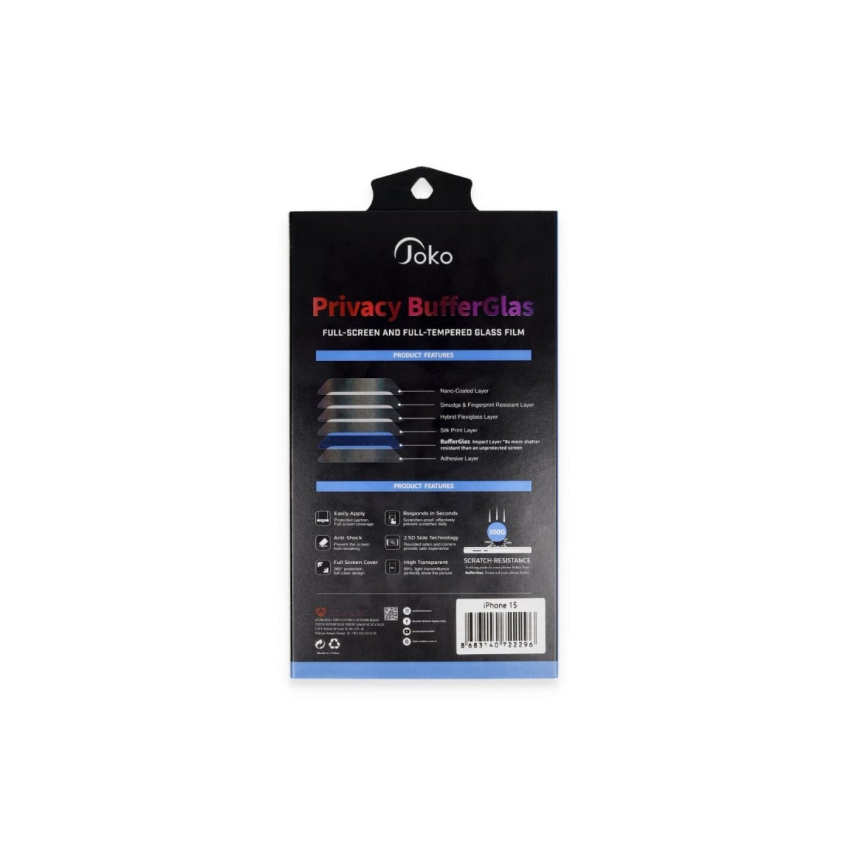 iPhone 16 Pro Max Buffer Hayalet Cam Ekran Koruyucu - Siyah