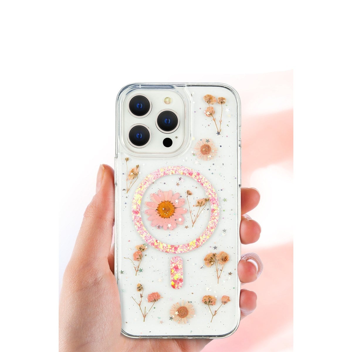 iPhone 16 Pro Max Kılıf Daisy Simli Magsafe Kapak - Siyah