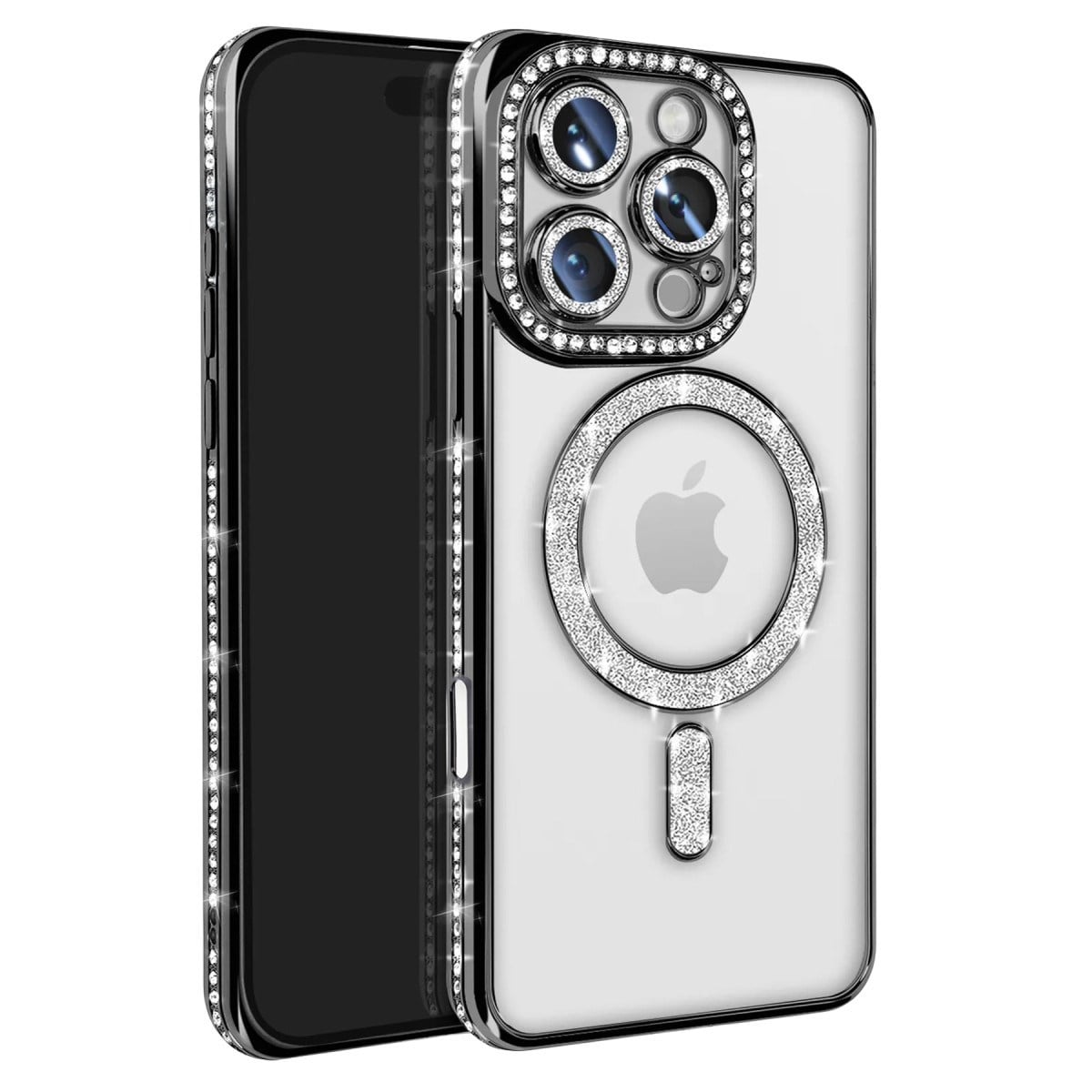 iPhone 16 Pro Max Kılıf Joke Simli Magneticsafe Kılıf - Siyah
