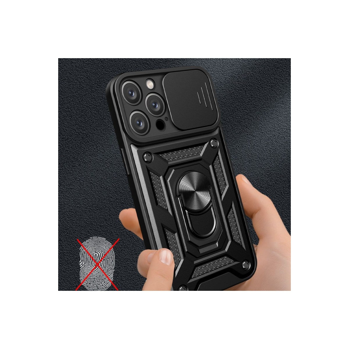 iPhone 16 Pro Max Kılıf Pars Lens Yüzüklü Silikon - Siyah