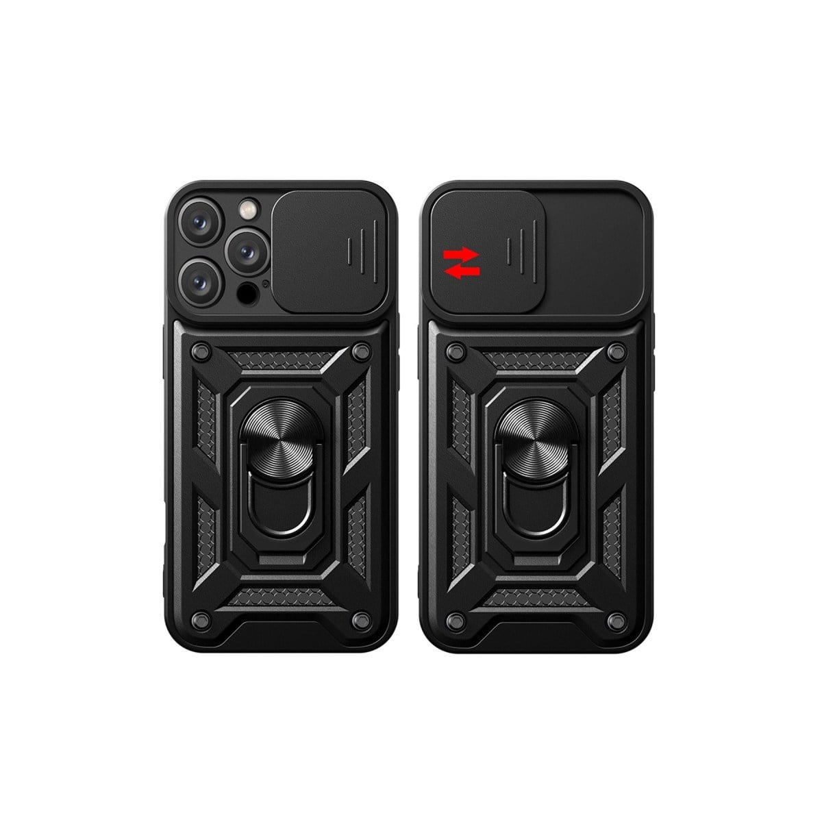 iPhone 16 Pro Max Kılıf Pars Lens Yüzüklü Silikon - Kırmızı
