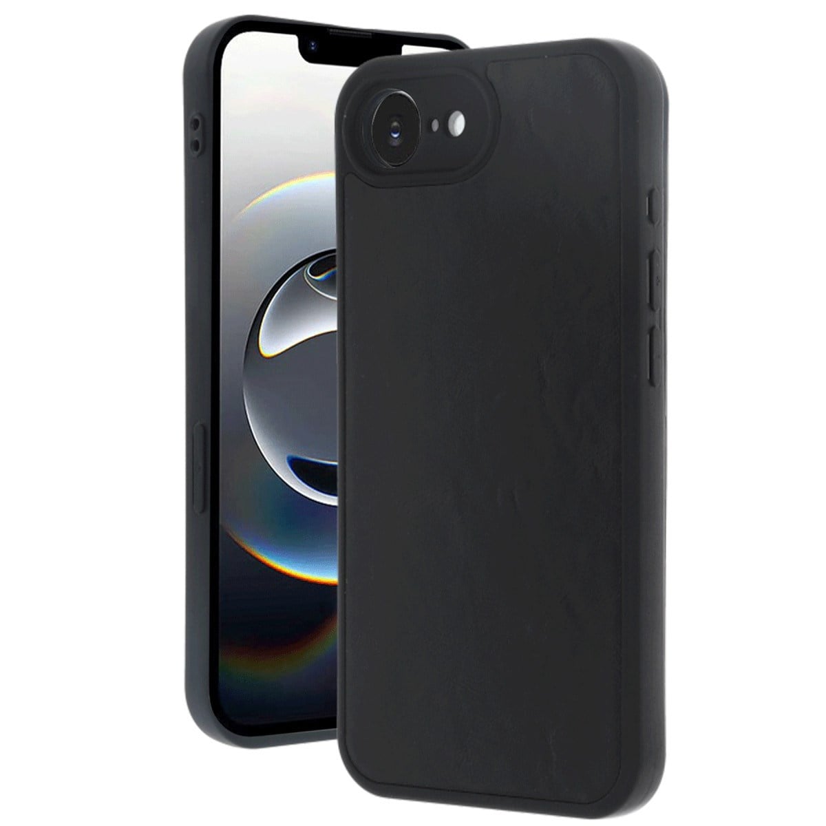 iPhone 16E Kılıf Aras Deri Kapak - Siyah