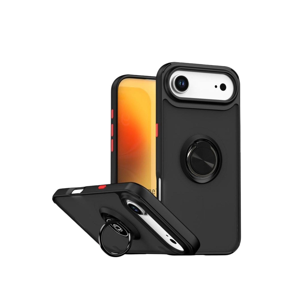 iPhone 17 Air Montreal Yüzüklü Silikon Kapak - Siyah
