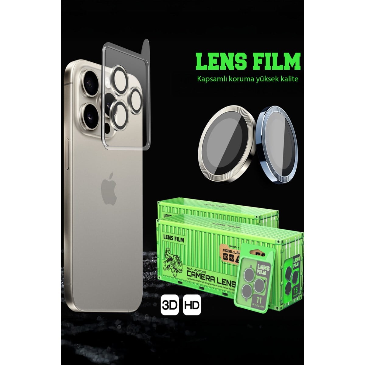 iPhone 17 Air Raze Metal Kamera Lens - Siyah
