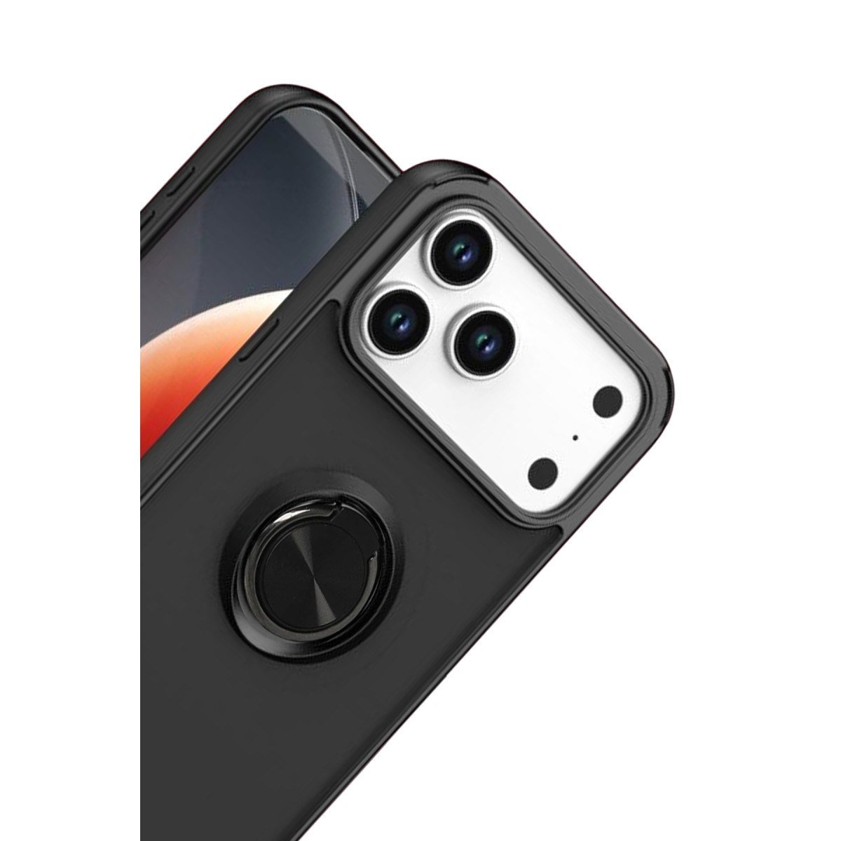 iPhone 17 Pro Max Montreal Yüzüklü Silikon Kapak - Siyah