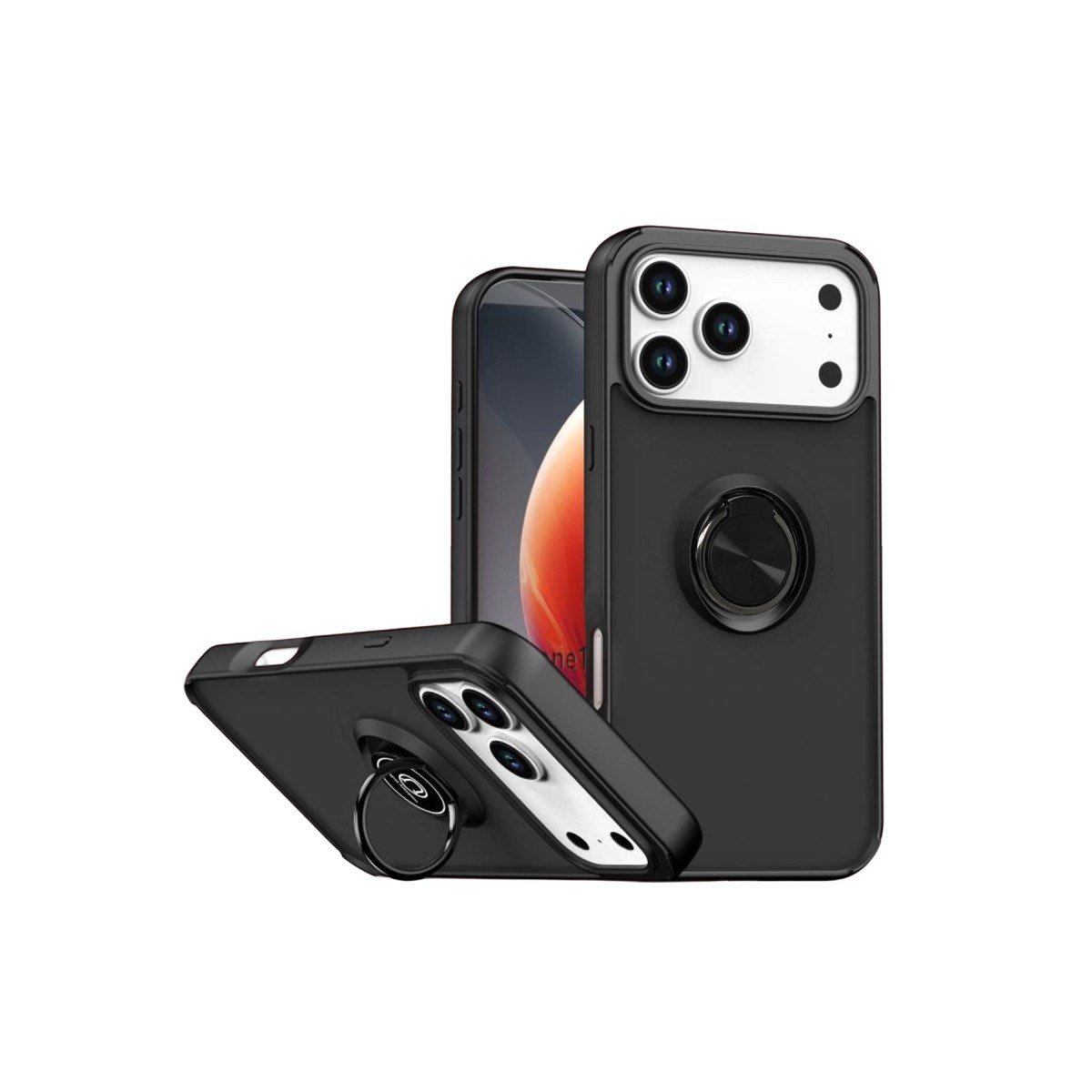 iPhone 17 Pro Max Montreal Yüzüklü Silikon Kapak - Siyah