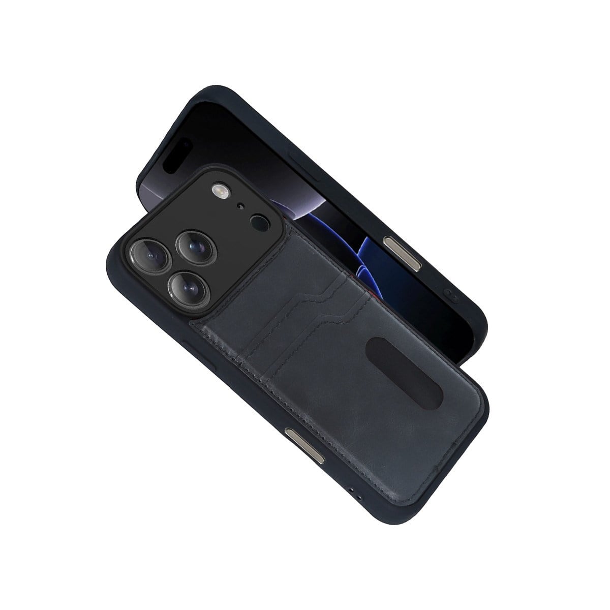 iPhone 17 Pro Max Sara Kartvizitli Deri Kılıf - Siyah