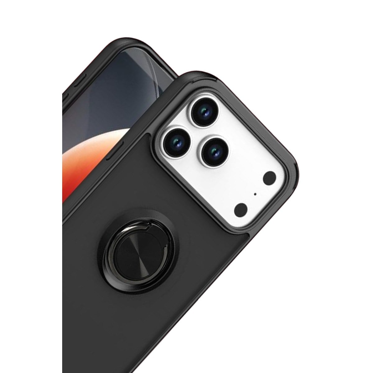 iPhone 17 Pro Montreal Yüzüklü Silikon Kapak - Siyah