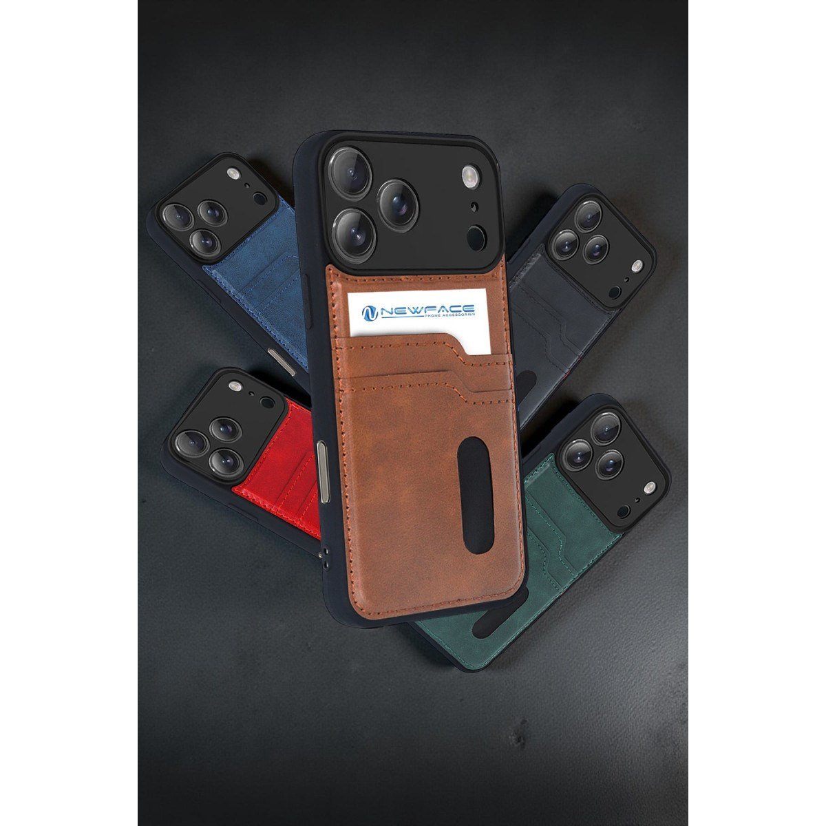 iPhone 17 Pro Sara Kartvizitli Deri Kılıf - Siyah