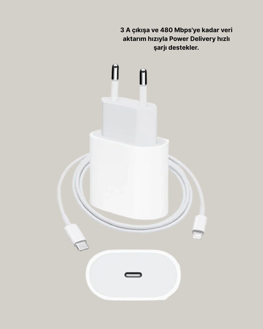 iPhone ve iPad Uyumlu 20W Güvenli USB-C Hızlı Şarj Adaptörü