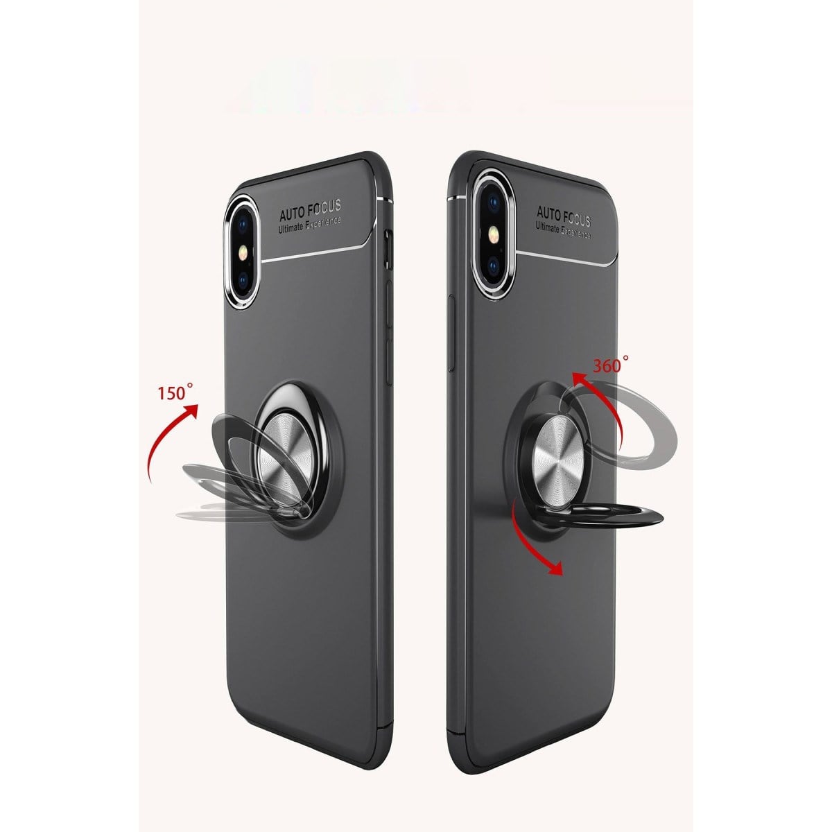 iPhone XS Max Kılıf Range Yüzüklü Silikon - Siyah-Mavi