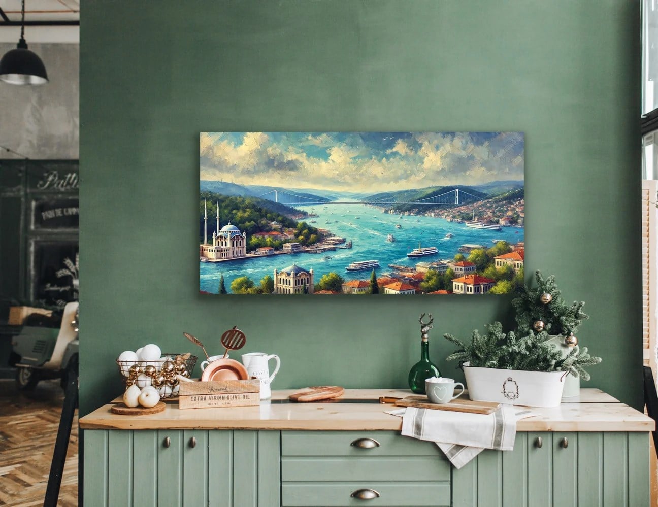 İstanbul Boğaz Manzarası Kanvas Tablo 60x120cm